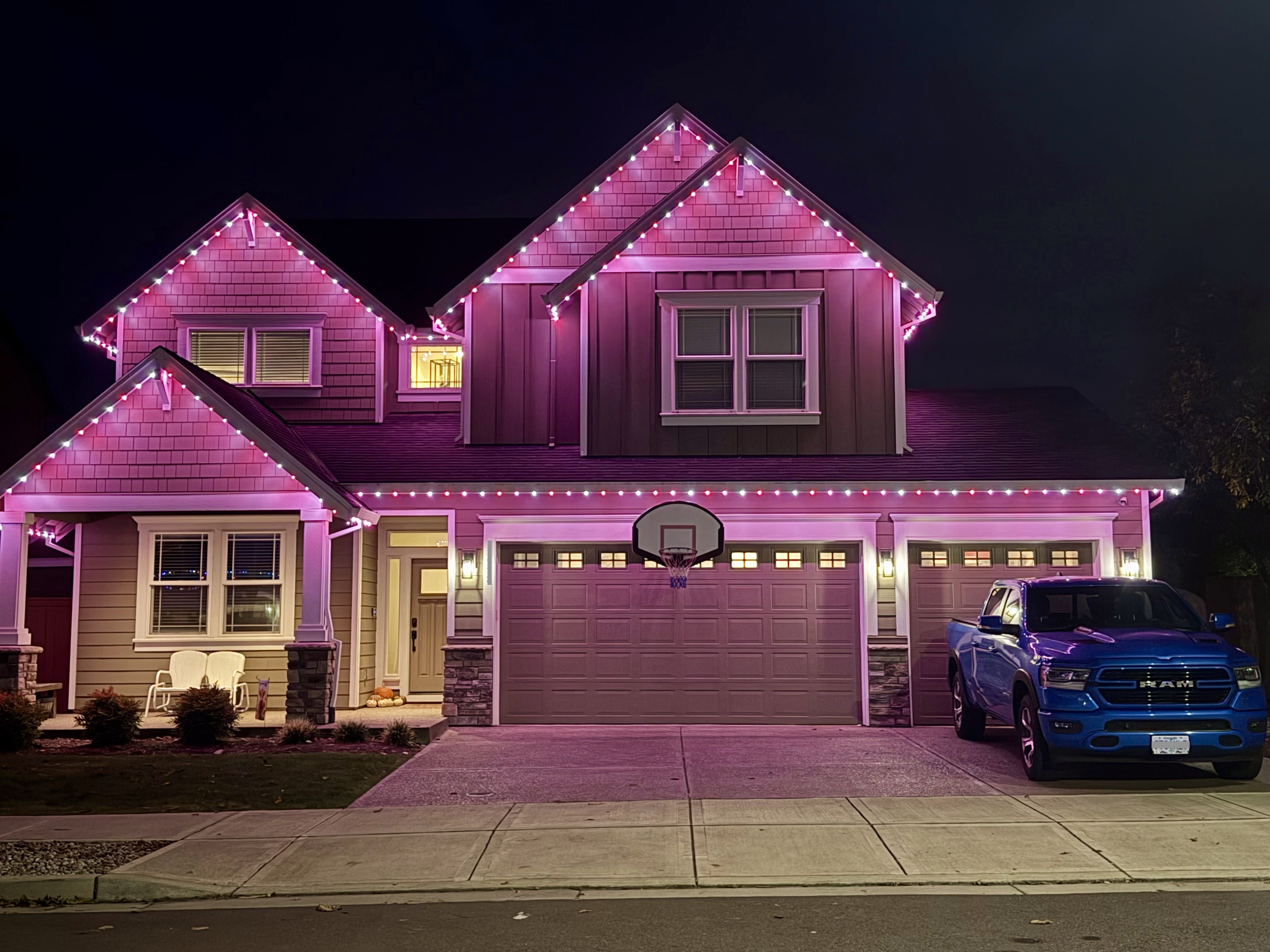 An unlit house at night