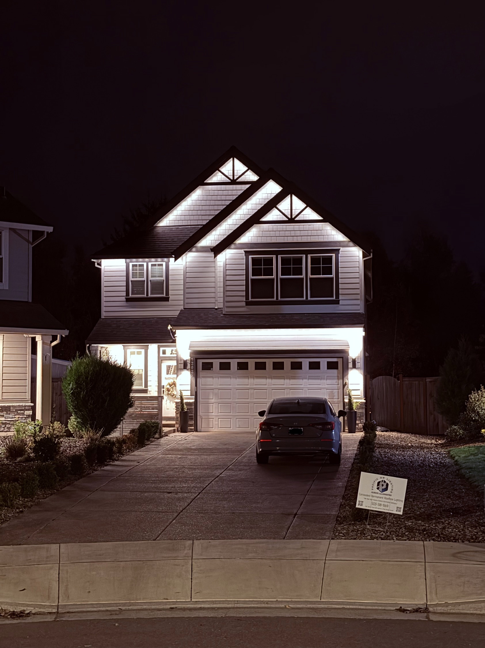 Walking to a front door at night